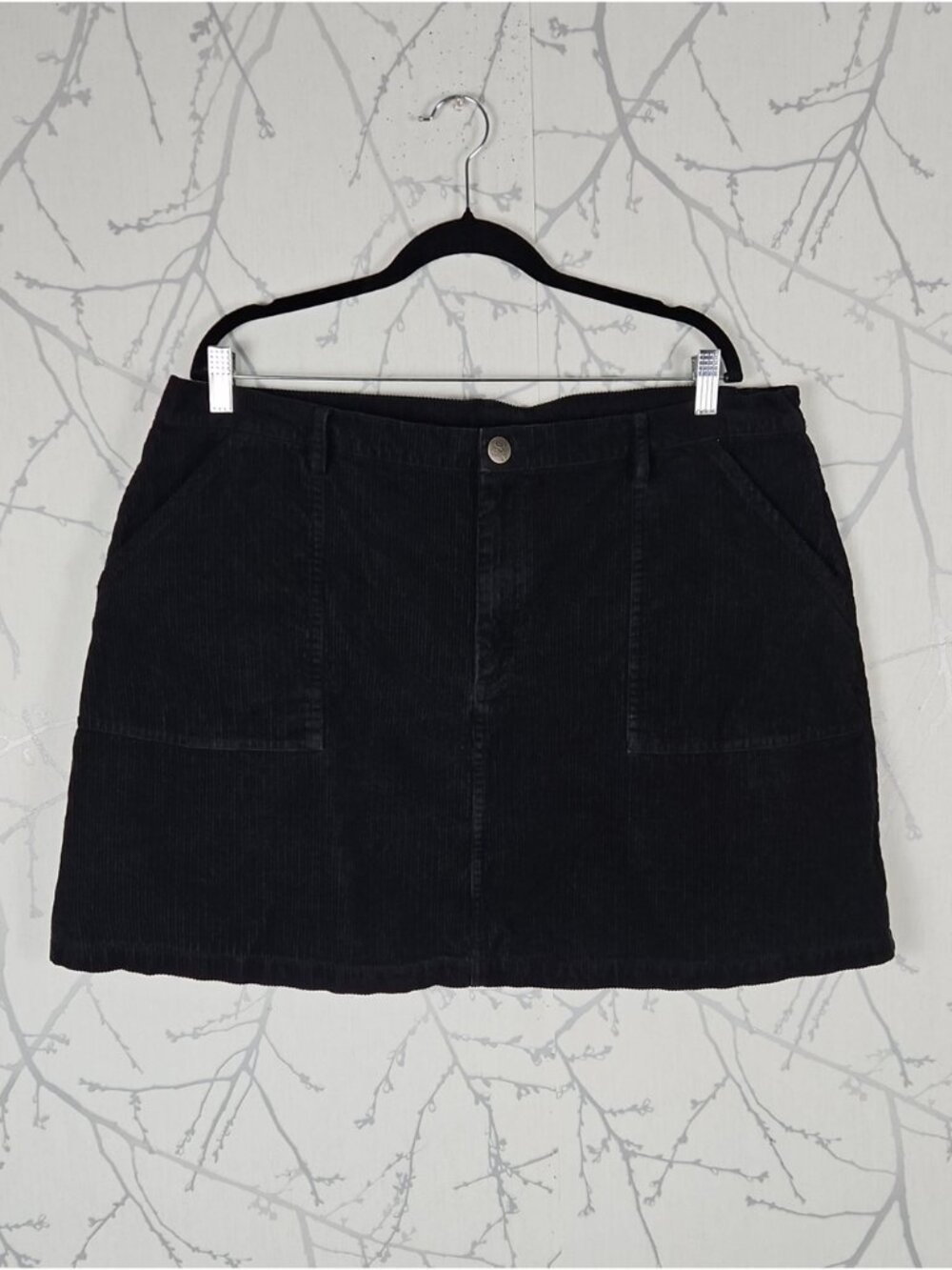 Lucy & Yak Black Organic Cotton Corduroy Mini Skirt
